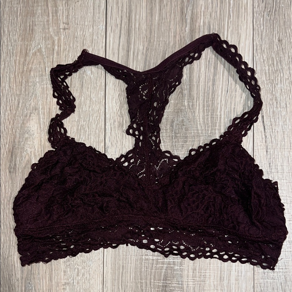 American Eagle aerie Lace Racerback Bralette - Wine burgundy